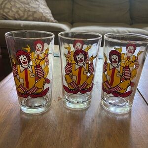 3 Vintage Collector Ronald McD’s Drinking Glasses